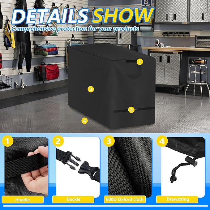 Engine Driven Welder Cover 600D Oxford Heavy Duty Waterproof Welder Machine Cover compatible with Miller Welder 230/265/325/225Black