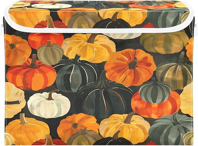 senya Thanksgiving Day Baskets Collapsible Storage Bins with Lids Fall Thanksgiving Pumpkins H Storage Boxes Clothes Baskets for Organizing