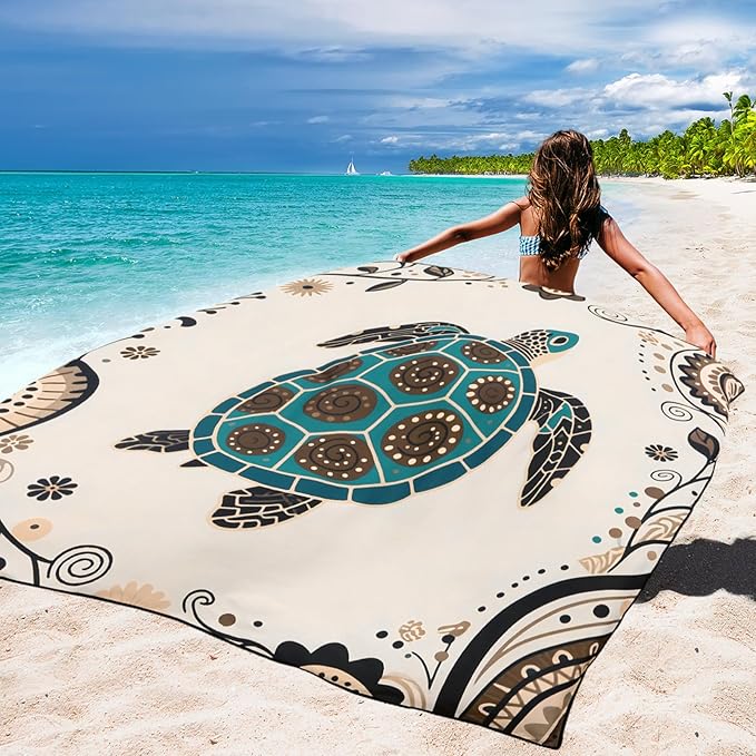 Beach Blanket Waterproof Sandproof Beach Mat 79 X 83/10'x9'for 2-8 Adults Quick Drying Outdoor Picnic Mat Beach Accessories for Travel Camping Hiking