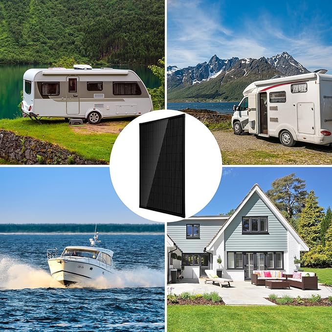 Topsolar Solar Panel 340W 12 V/24V Monocrystalline Solar Panel PV Panel Off Grid Solar Power for Motorhome Shed Campervan Caravan and Boat