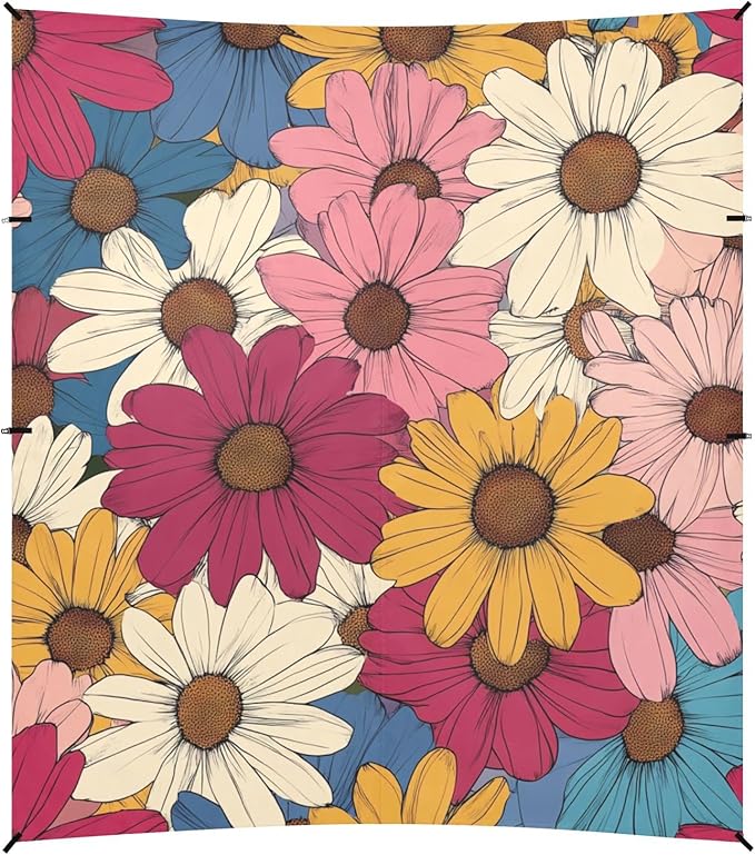 ALAZA Colorful Daisy Cute Flower Beach Tent Sun Shelter Portable Canopy Sunshade for Outdoor Camping Picnics Backyard Fun 10x9 ft