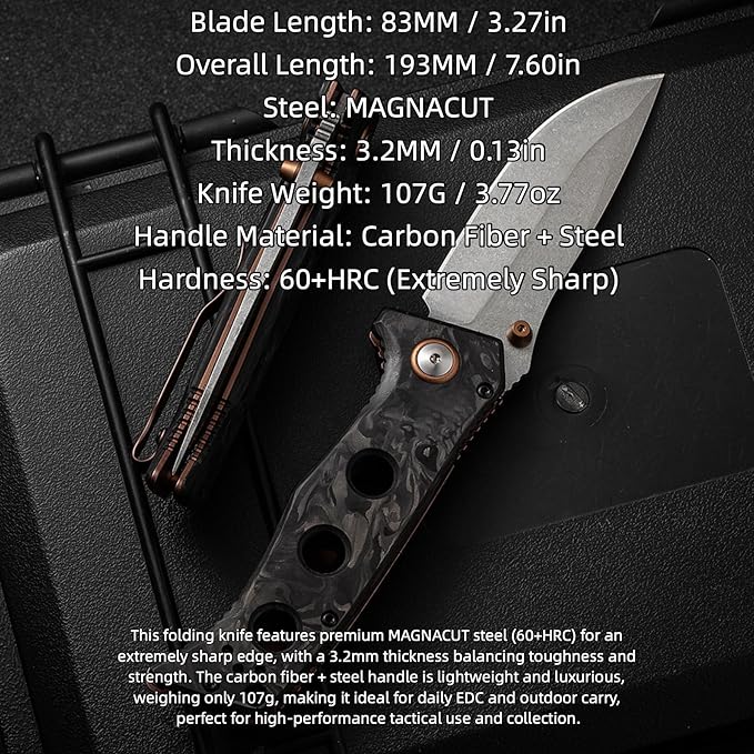 Pocket Knife for Men Hunting &amp Knives &amp Tools HRC60 Carbon Fiber Handle Folding Knife Lightweight Outdoor Knife for Backpacking Gifts for Hunters Men who have Everything Gifts for Guys