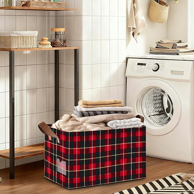 Christmas Gift Storage Bin with Handles Basket Storage Organizer for Shelves Closet Nursery Book Laundry Hamper &amp Home Decor