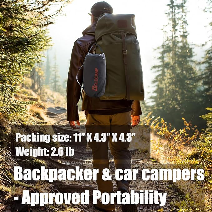 GOLDCAMP Waterproof Camping Tarp70D Nylon 10X10FT Hammock Rain Fly UV 50+ and PU15000mm Tent Tarp Shelter CanopyHeavy Duty Multifunctional Sun Shade or Rain Fly Essentials for Hiking Backpacking