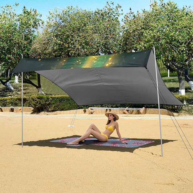 St Patrick's Day Coin Pot Beach Tent Sun Shelter Set UPF50+ UV Protection 10.5 x 9.19 FT Camping Shade Canopy with Sandbags Sand Anchors Carrying Bag and Others