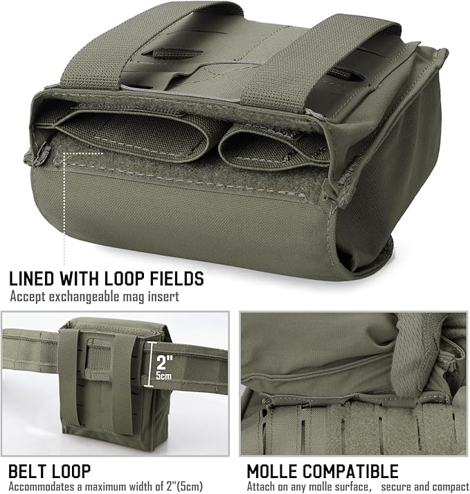 WYNEX Tactical Molle GP Pouch Utility EDC Pouch with Two Mag Insert Small Tool Pouches Organizer Compact Multi-Purpose Waist Bag for Belt Vest