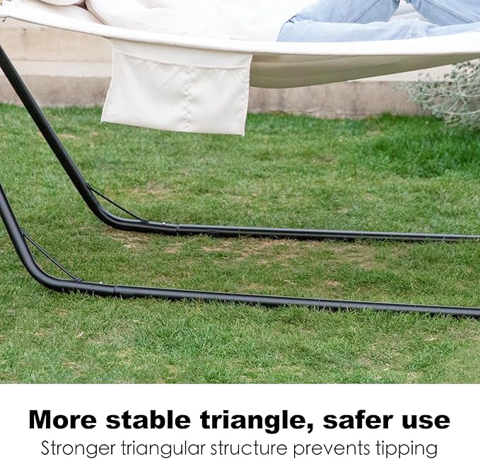 gafete Universal 2 Person Hammock Stand Only 600 lbs Capacity Fits 9 to 14ft Hammocks Adjustable Double Heavy Duty Powder-Coated Steel Stand for Outside Multi-Use (Black)