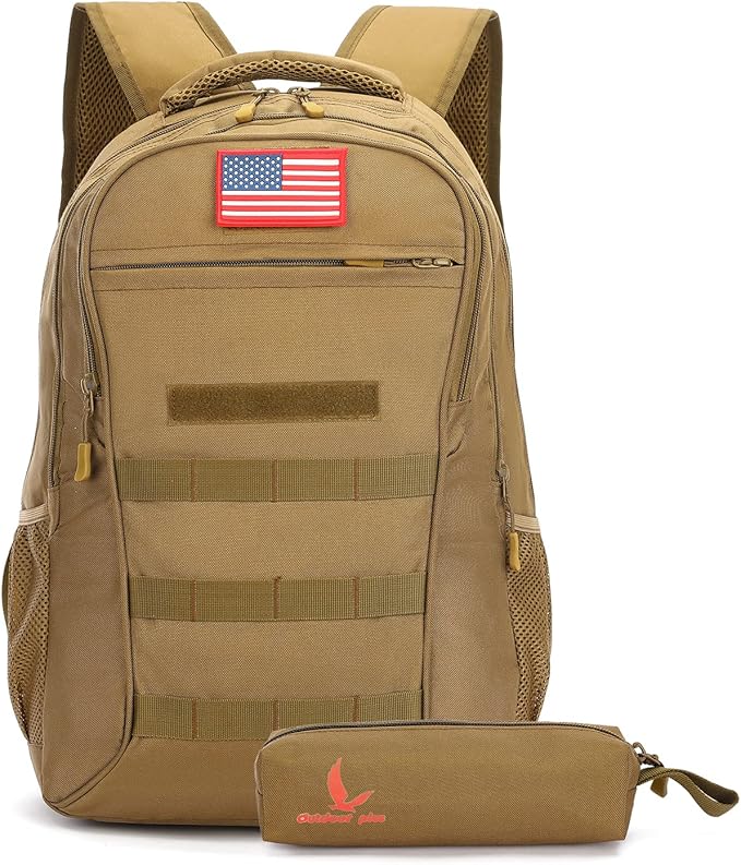 outdoor plus Camo Backpack for BoysMilitary Teen Backpack with USB Port Army Bookbag for School Tactical