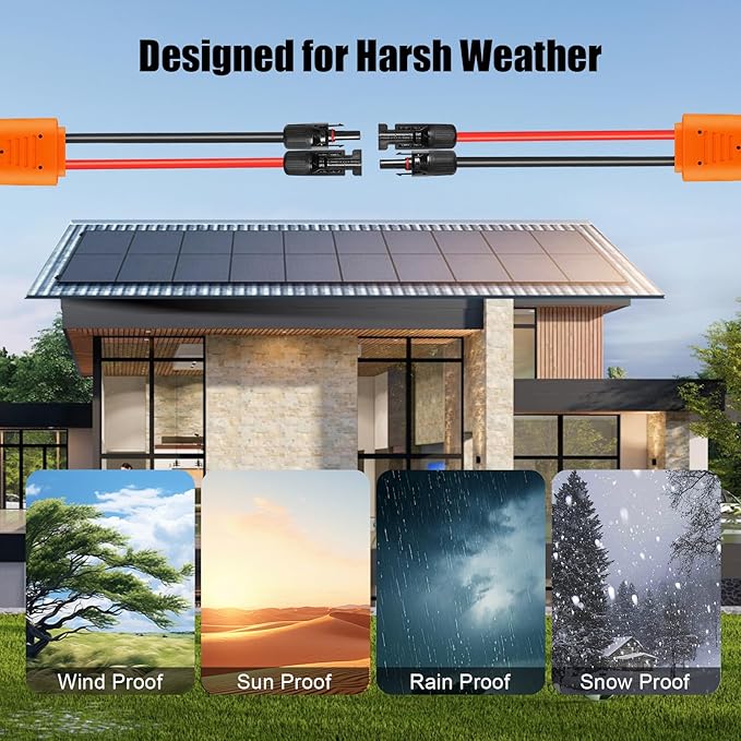 14 Gauge Solar Extension Cable 100FT 10AWG Solar Panel Cable with Female and Male Connector 14AWG Red &amp Black Main Solar Wires Heavy Duty Outdoor Power Cord for RVPhotovoltaic Systems Generat