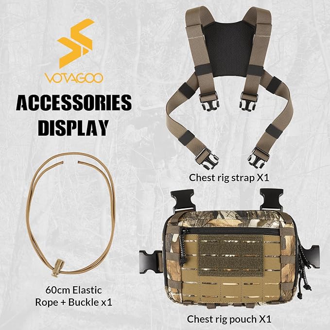 Tactical Chest Pack EDC Chest Bag 2L Utility Molle Chest Rig Pouch with CCW Compartment Adjustable Strap Outdoor