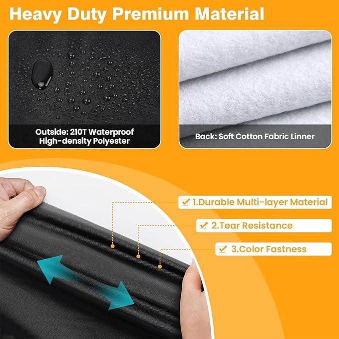 Fafeicy Mini Excavator Cover for 800-1600kg 210D Oxford Fabric Zippered Black Fits Mini Excavators Approx. 355.6 x 114.3 x 190.5cm