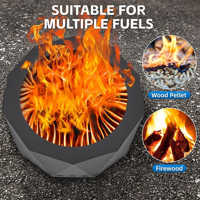 Smokeless Fire Pit Outdoor- 20 Inch Low Smoke Metal Fire Pits &amp Fireplaces for Outside with Carry Bag Smokeless Wood Stove for Camping Patio Backyard Garden Picnic-L
