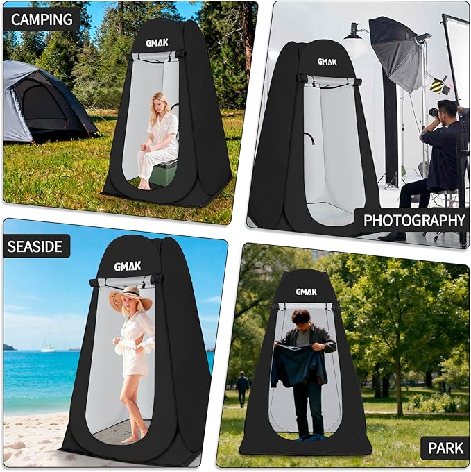 GMAK Pop Up Privacy Shower Tent Portable Pop Up Beach Dressing Changing Room UV/Rain Outdoor Privacy Shelter Camping Tent Shower Room Toilet Shelters for Outdoor Hiking Beach Picnic Fishing Black