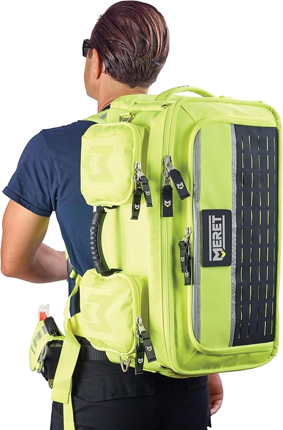 MERET OMNI PRO X Emergency Medical Backpack – Modular Trauma &amp First Aid Organizer with Easy to Clean Material – MOLLE Compatible – High Viz Yellow
