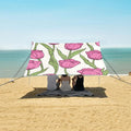 ALAZA Cute Doodle Romantic Pink Tulips Flower Beach Tent Sun Shelter Portable Canopy Sunshade for Outdoor Camping Picnics Backyard Fun 10x9 ft