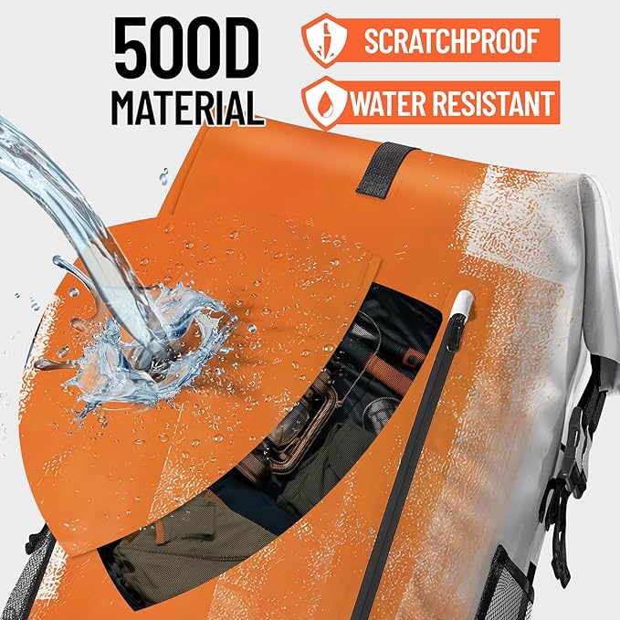 Waterproof Dry Bag Heavy Duty Marine Dry Bags for Kayaking Hiking Orange Gray Abstract Art Painting Backpack Roll-Top Closure Bag - Backpack Waterproof Phone Case 35L/55L/85L