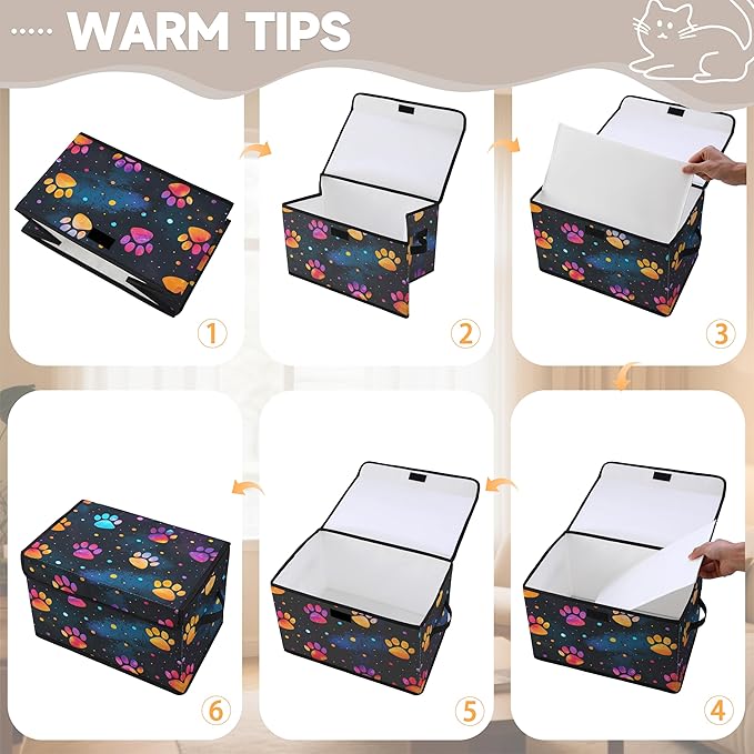 Stackable Clothes Storage Bins with LidsCloset Organizers Fabric Printing Box for Home and OfficeBlanket Clothes OrganizersUnder Bed Storage Containers 3 Pack.
