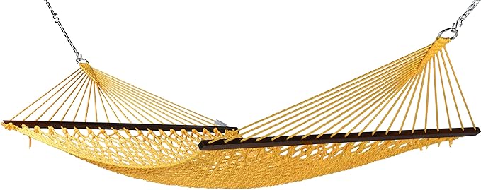 Rope Hammock and Tri Beam Stand (Yellow Hammock and Black Stand)