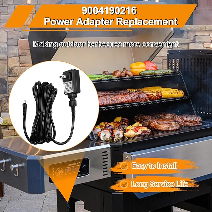 Upgrade Power Cord Replacement Parts Compatible with Masterbuilt Gravity Series 560/600/800/900/1050/1150 Digital Charcoal Grill + Smokers Heavy-Duty 9004190216 Power Supply with 18AWG 16FT Long Cord