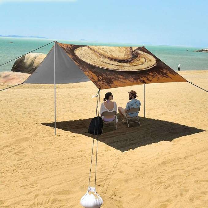 Coffee 3_3 Beach Cabana Tent UPF50 Lightweight Sun Shelter with Carrying Bag for Camping Trips Fishing Backyard Fun or Picnics
