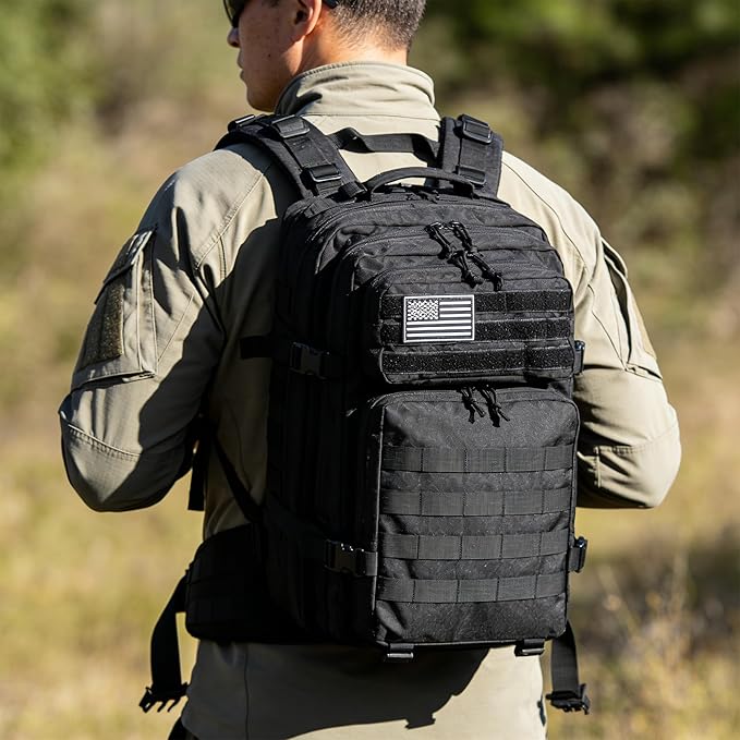 45L Military Tactical Backpacks 3 Days Assault Pack Bag Fitness Rucksack 3 Day Bug Out Bag Hiking Treeking Molle Daypack (Black2)