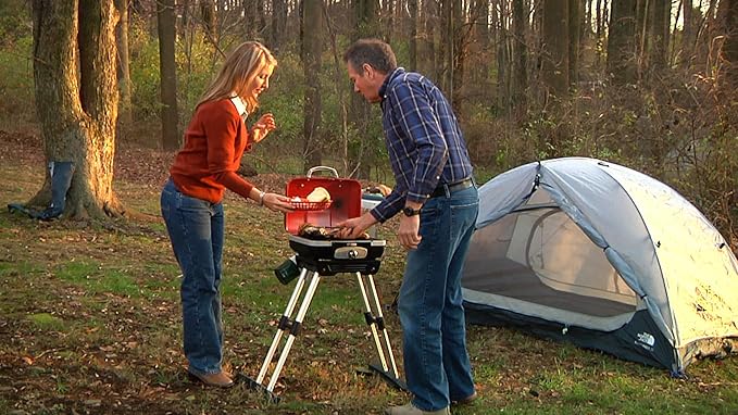 Cuisinart Petite Gourmet Portable Gas Grill with VersaStand Compact Portable Grill Propane 150 Sq. In. Cooking Surface 5500 BTU Burner Small Gas Grills for Camping BBQ Adjustable Base Handles