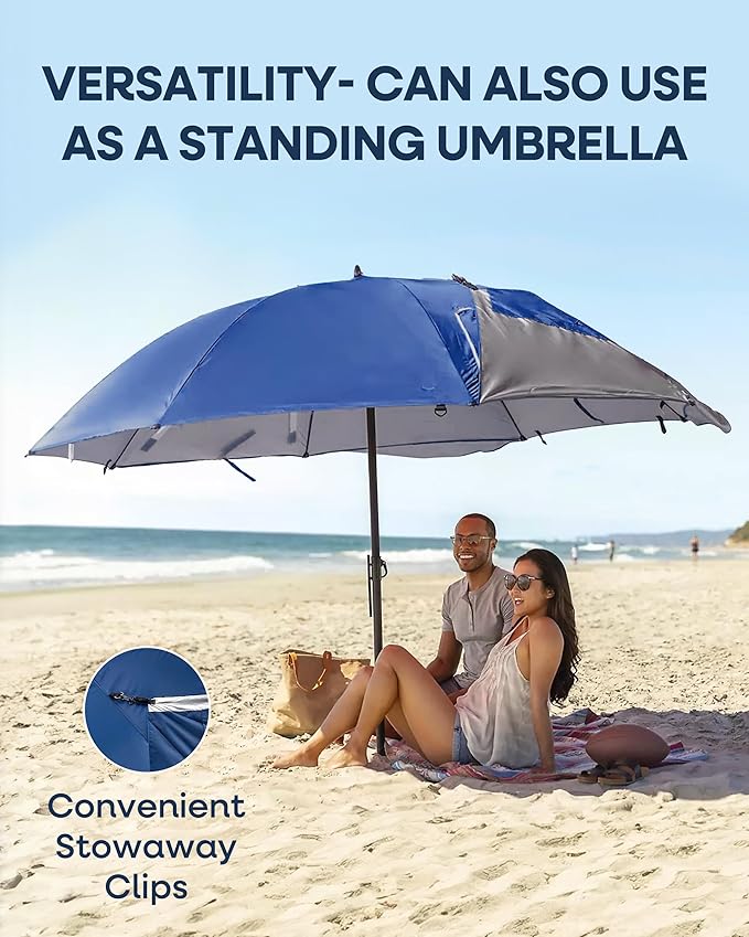 Sport-Brella Premiere UPF 50+ Umbrella Shelter with Patented Side Panels and Tilt Mechanism Heavy-Duty 1.25 Inch Center Pole Auger Anchor for Sand and Grass