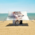 ALAZA Wolf Animal Beach Tent Sun Shelter UPF50+ Protection Beach Shade Canopy w/ 4 Sandbags for Outdoor Camping Fishing Backyard Fun Picnic 10x9 ft