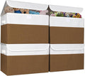 Bagnizer Large 22 Quart Linen Fabric Foldable Storage Bin Cube Organizer Basket with Flip-Top Lid &amp Handles Clothes Blanket Box for Home Office Closet Brown &amp White 4 Pack 14.6 x 9.5 x 9.