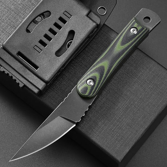 Ccanku C1390 Fixed Blade Knifes 7.3-Inch Outdoor Survival Tools D2 Blade Steel &amp G10 Handle with Kydex Sheaths Clip for Outdoor Activities Camping Bushcraft and Hunting(Black)