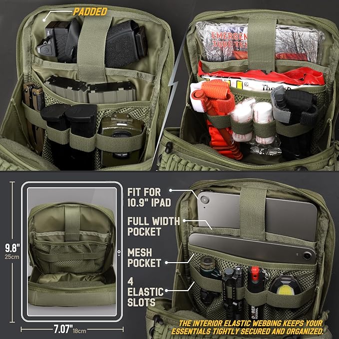 WYNEX Tactical Molle Admin Pouch with Folding Admin Pouch Utility EDC Pouch Organizer Modular Tool Pouch of Double Layer with Molle Tool Bag of Laser-Cut Design Utility Organizer EDC Medical Bag