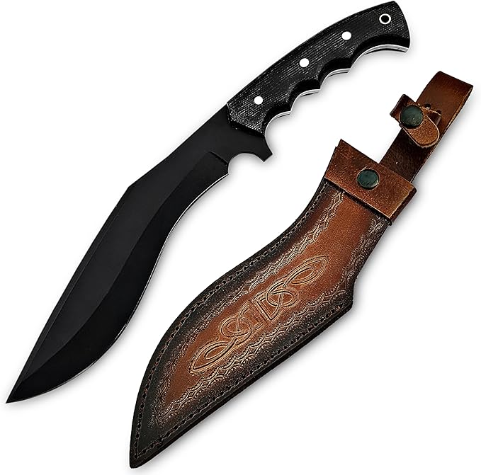 Poshland Handmade Kukri Knife with D2 Steel Blade Durable G10 Handle Premium Leather Sheath Ideal for Carving Hunting Outdoor Use and Gift for Adults