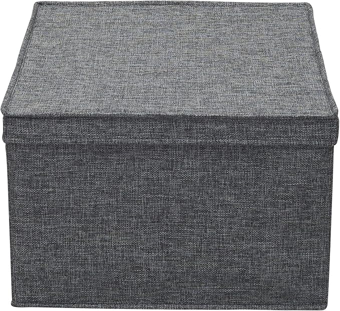 Household Essentials Jumbo Fabric Storage Bins 2 Pack Sturdy Sides and Reinforced Bottom Luxe Poly Linen Fabric Graphite Linen