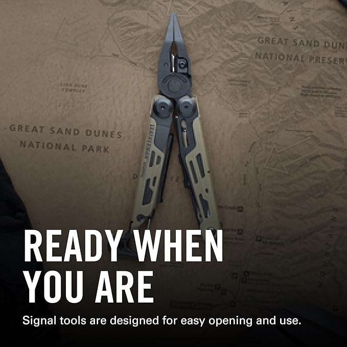 LEATHERMAN Signal 19-in-1 Multi-tool for Outdoors Camping Hiking Fishing Survival Durable &amp Lightweight EDC Made in the USA Coyote Tan
