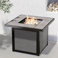 Grand Patio Outdoor Gas Fire Pit Table 32-Inch Square Propane Gas Fire Pit with CSA Safety Approval 50000 BTU Heat Sling Base Ceramic Tile Top and Lava Rock for Garden Backyard and Deck Parties