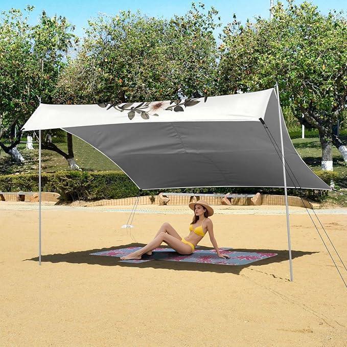 ALAZA Cow Portrait Beach Tent Sun Shelter UPF50+ Protection Beach Shade Canopy w/ 4 Sandbags for Outdoor Camping Fishing Backyard Fun Picnic 10x9 ft