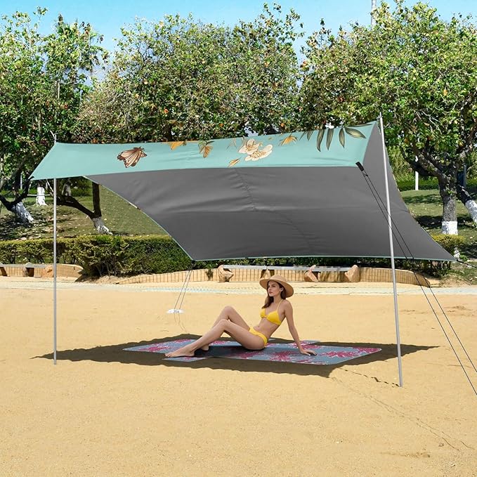 ALAZA Sloth Cap Basket Beach Tent Sun Shelter Portable Canopy Sunshade for Outdoor Camping Picnics Backyard Fun 10x9 ft