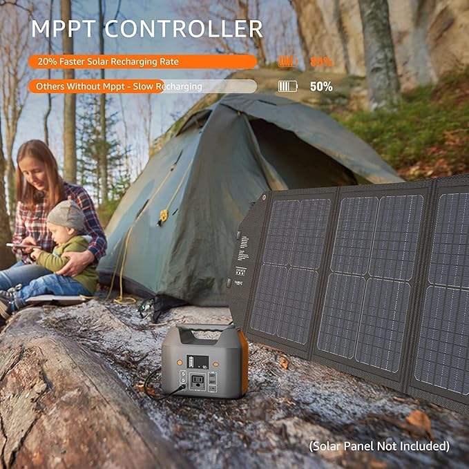 EnginStar Portable Power Station 150W 155Wh Solar Generator 110V 42000mAh Portable Power Bank w/AC Outlet 6 Outputs External Battery Backup LED Light for Outdoor Camping