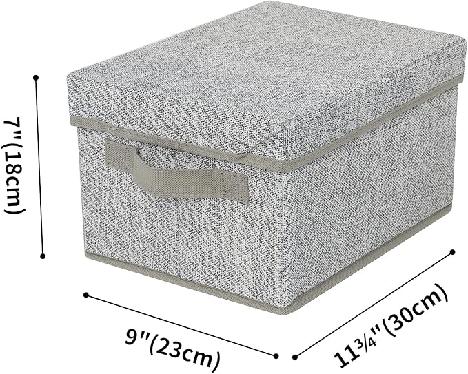 GRANNY SAYS Small Storage Bins with Lids Fabric Storage Boxes Shelf Baskets for Closet Organization Stackable Clothes Storage Bins Gray Small 3-Pack