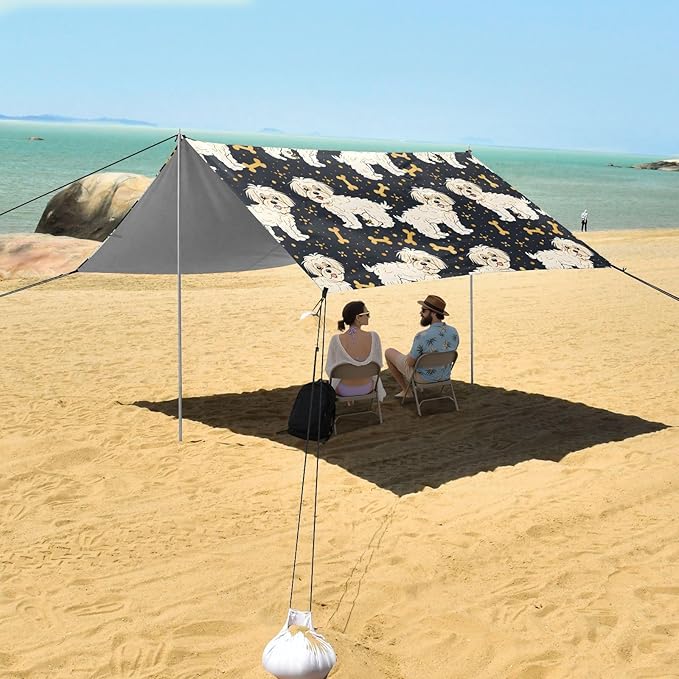 ALAZA West Highland White Terrier Dog Beach Tent Sun Shelter UPF50+ Protection Beach Shade Canopy w/ 4 Sandbags for Outdoor Camping Fishing Backyard Fun Picnic 10x9 ft