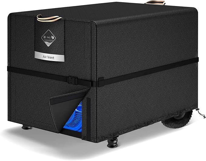 QH.HOME Waterproof Generator Cover 30x30x26 inch 900D Heavy Duty Oxford with Secure Windproof Buckle- for Most Generators 5500-15000 Watt Black