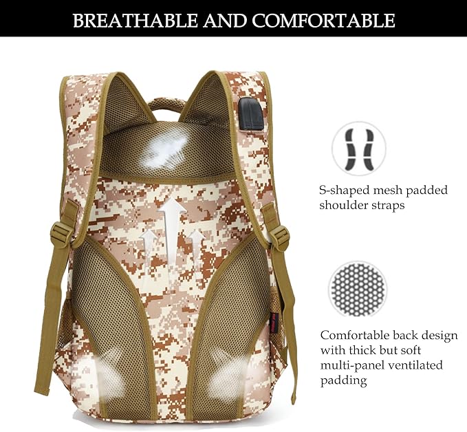 Camo BackpackBoys Backpack for Scool Military40L Army Bookbag Waterproof for Middle Elementary