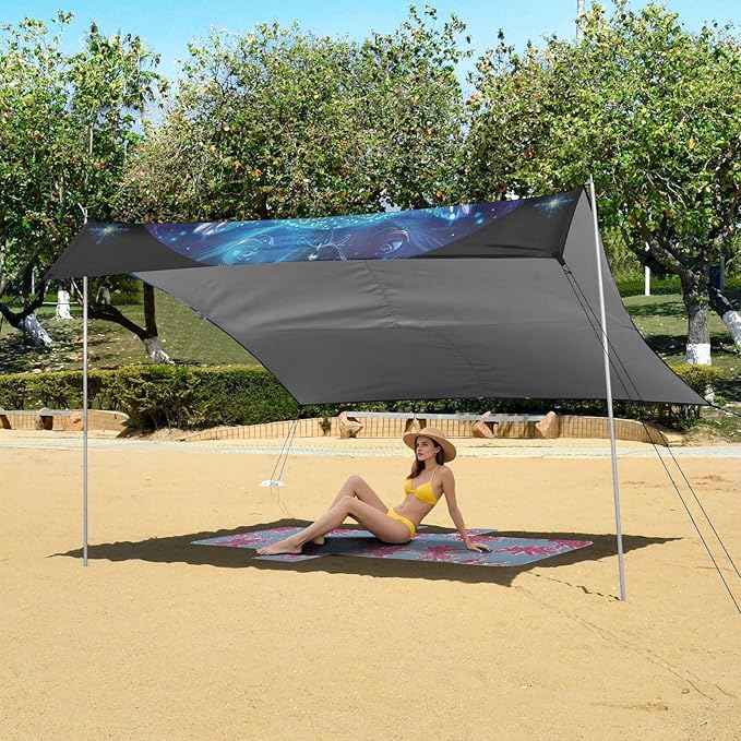 ALAZA Owl Starry Beach Tent Sun Shelter Portable Canopy Sunshade for Outdoor Camping Picnics Backyard Fun 10x9 ft