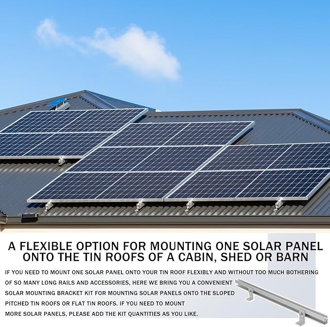 Tandefio Solar Panel Mounting Kit to Mount for 1 or 2 Solar Panels Within 76 cm Aluminum Solar Panel Roof Mounts Bracket Kit for Wood Tin Roof