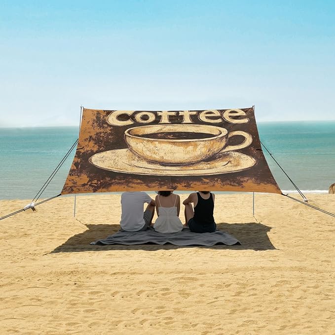 Coffee 3_3 Beach Cabana Tent UPF50 Lightweight Sun Shelter with Carrying Bag for Camping Trips Fishing Backyard Fun or Picnics