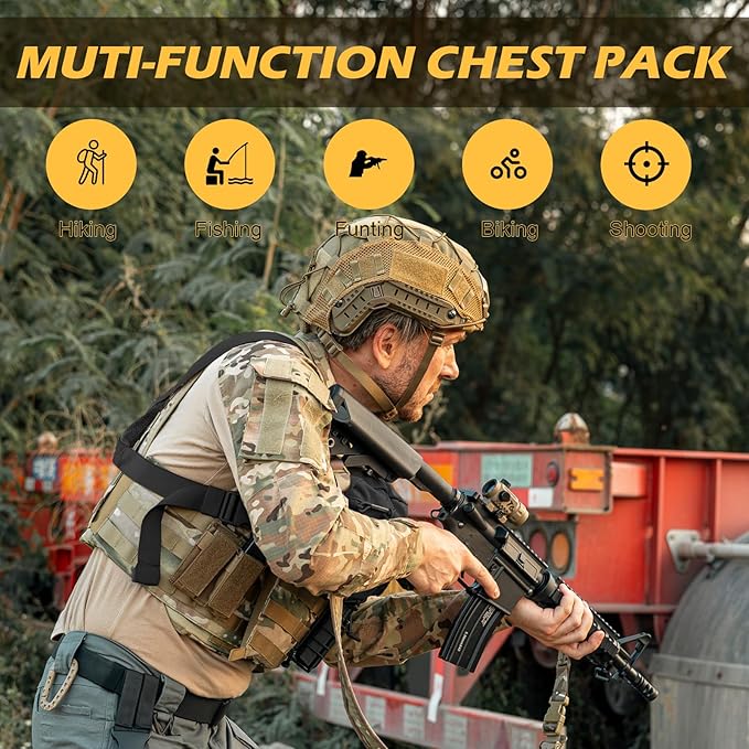 Tactical Chest Pack Bag Molle EDC Pouch Bag with CCW Compartment Adjustable Strap Workouts Fishing Hunting