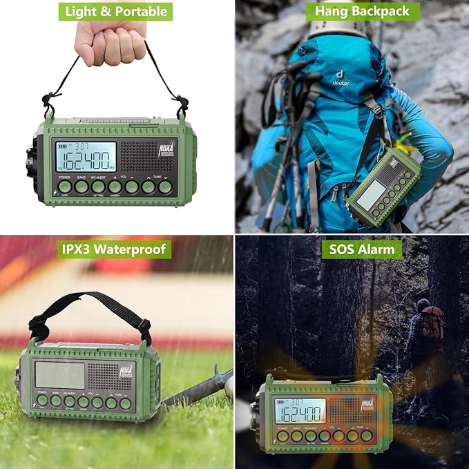 Raynic Emergency Radio 12000mAh/44400mWh Battery Operated Weather Radio Solar Hand Crank Radio with AM/FM/SW/NOAA Alert Cell Phone Charger Type-C Charging Flashlight and SOS Siren