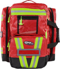 Kemp USA Heavy-Duty EMT Bag Made with Fluid-Resistant Tarpaulin Material - Emergency Survival Kit with Room for D O2 Tank - Medical Backpack with Multiple Handles (Tarpaulin Fabric Red)