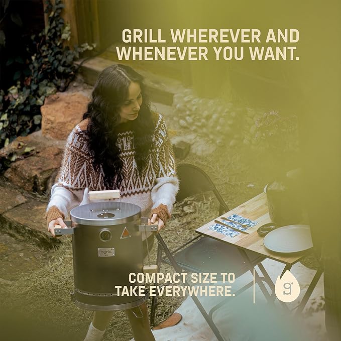 Charcoal Grills - Basic Mini 6 lbs - 3-in-1 Stainless Steel Ultra-Portable Charcoal Smoker for Outdoors Camping and Home BBQ - Vertical Smoker Barrel Grill with Thermometer &amp Accessories