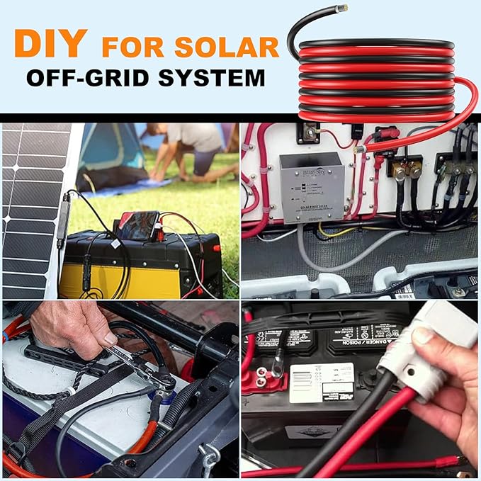 Oududianzi 2x100 Feet Solar Panel Wire 10AWG Solar Wire Tinned Copper PV Cable for Outdoor Automotive RV Solar Panels Boat Marine